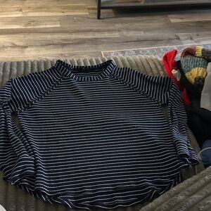 Blu Pepper Navy and White Striped Knit Top